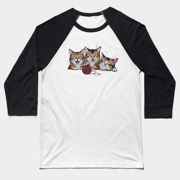 Three Cats Three Moods Baseball T-Shirt by hsayn.bara